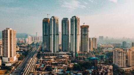 view of a city with high-rise buildings