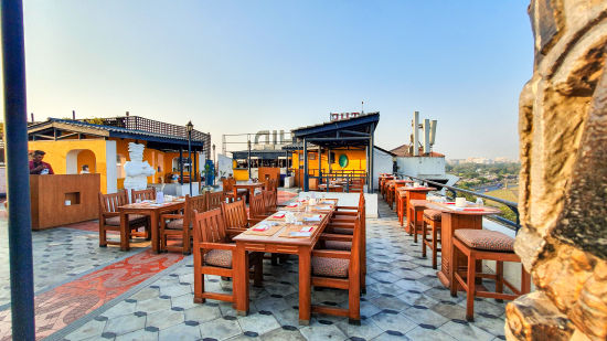 outdoor seating area at a restaurant