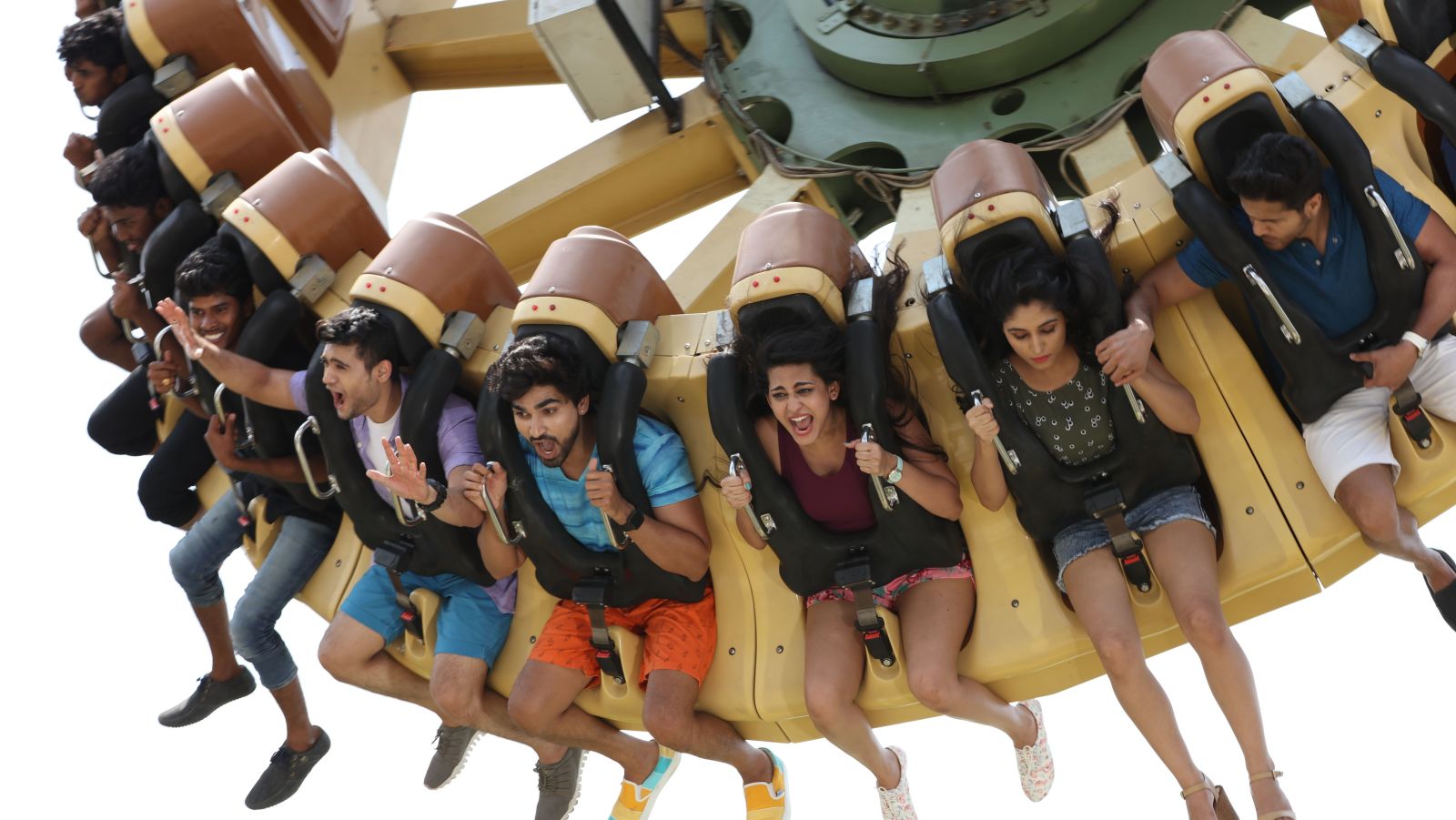 People screaming as they ride the Equinox at Wonderla