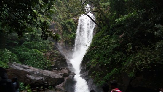 Water gushing down at Netravali Waterfall