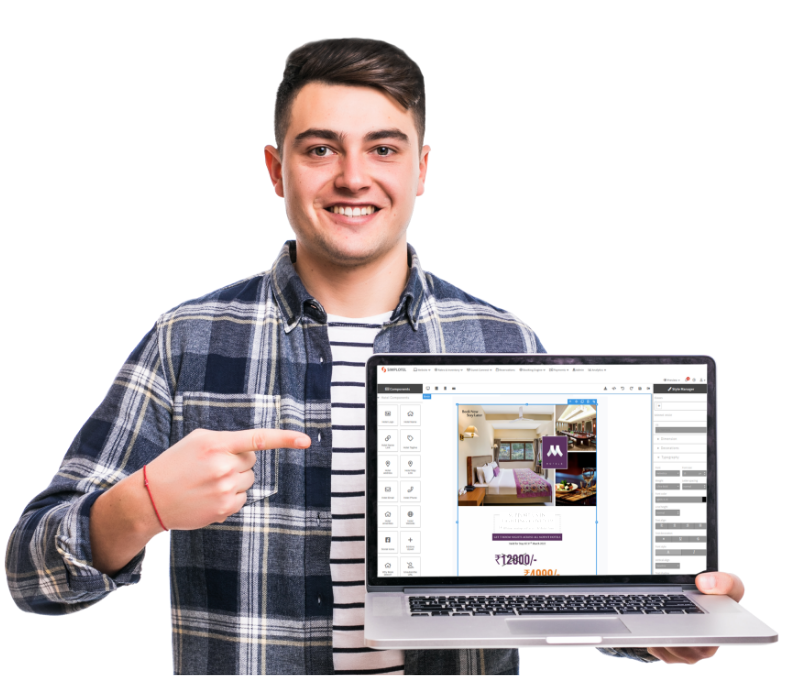 A young man showcasing Simplotel's hotel email marketing strategies.