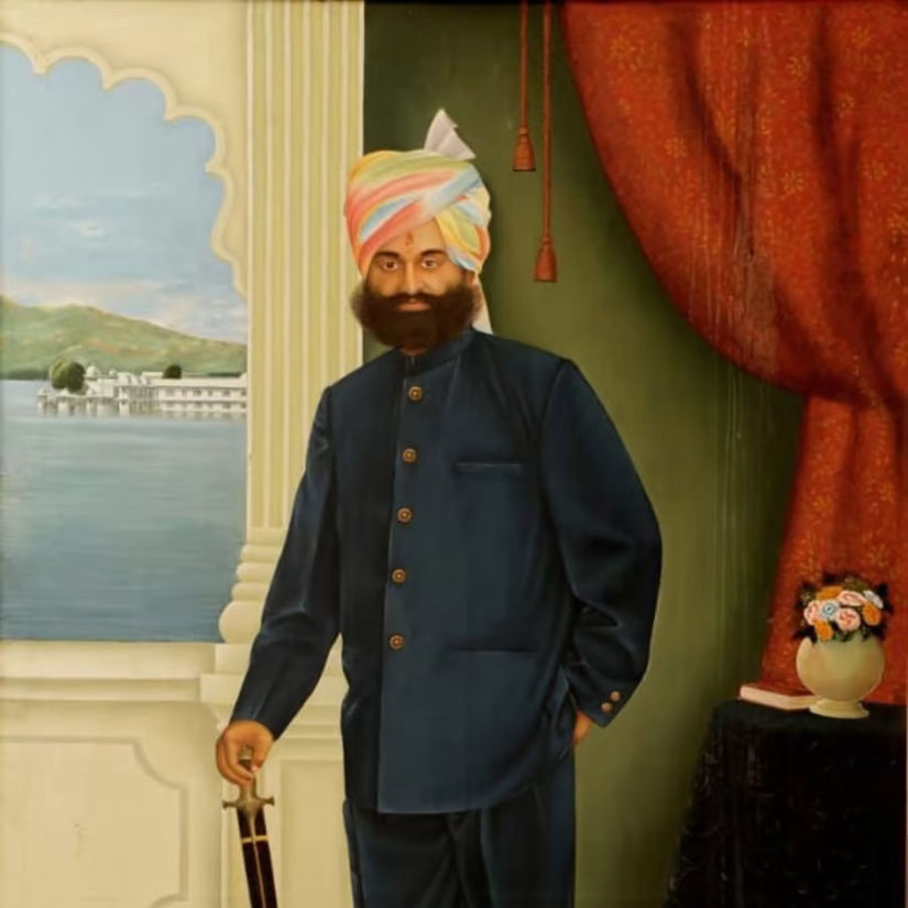 a painting of Th. Ghanshyam Singhji of Thana