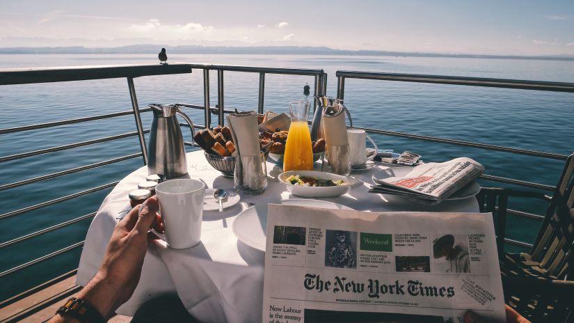 The dining arrangement on a cruise ship overlooks the sea - places to visit in Morjim