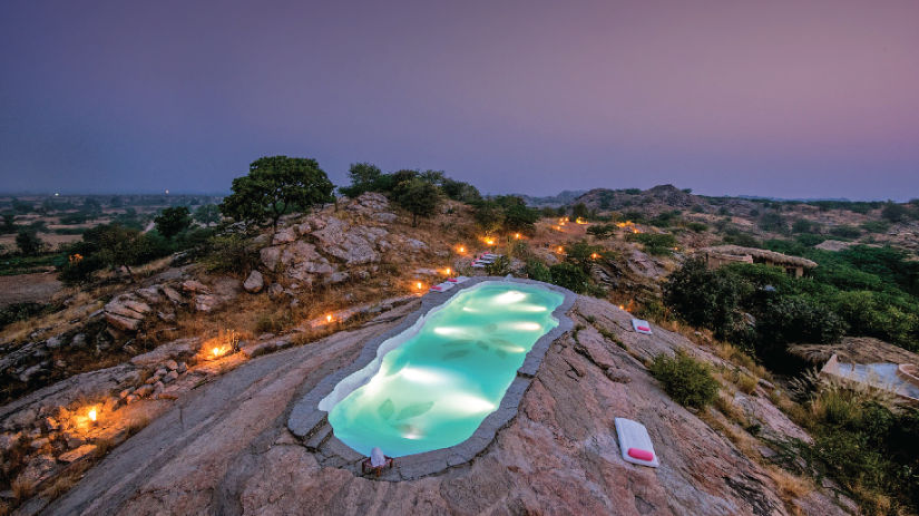 Brij Lakshman Sagar rcok-cut pool