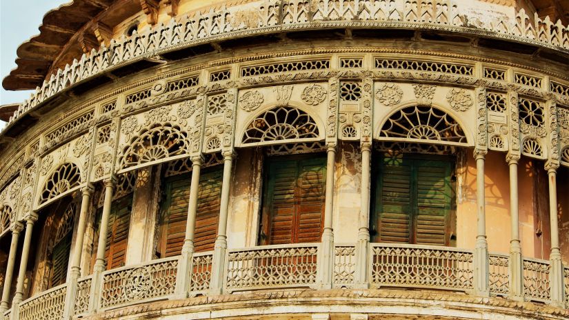 the exterior of a fort with eccentric window designs