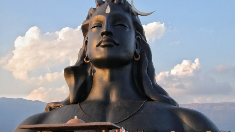 Statue of Lord Shiva againt clear skies