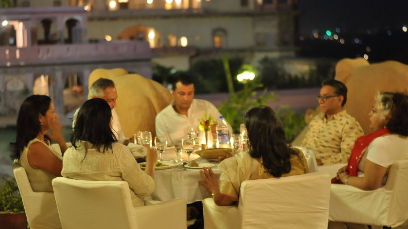 Dinner by the elephant stairway_ Hotel Tijara Fort Palace Alwar Rajasthan_Hotel In Rajasthan 1