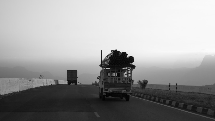 vehicles on a road 