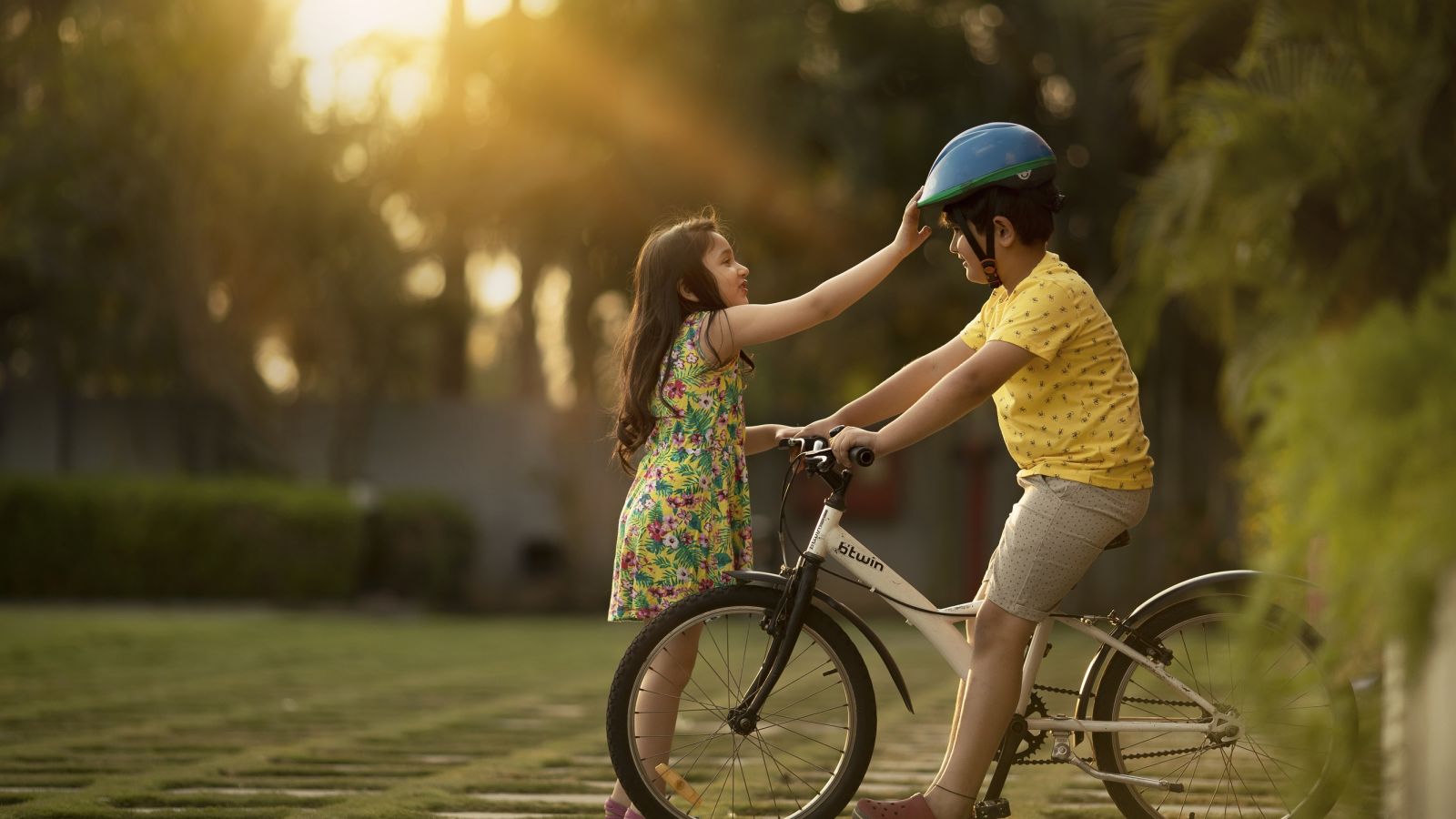 children playing on a bicycle