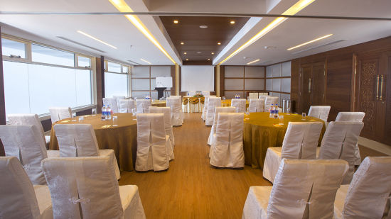 Chairs kept inside the banquet hall at Fragrant Nature Munnar