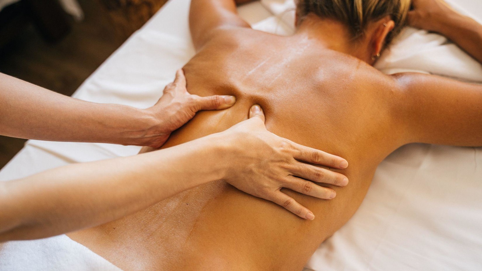 Woman getting a back massage