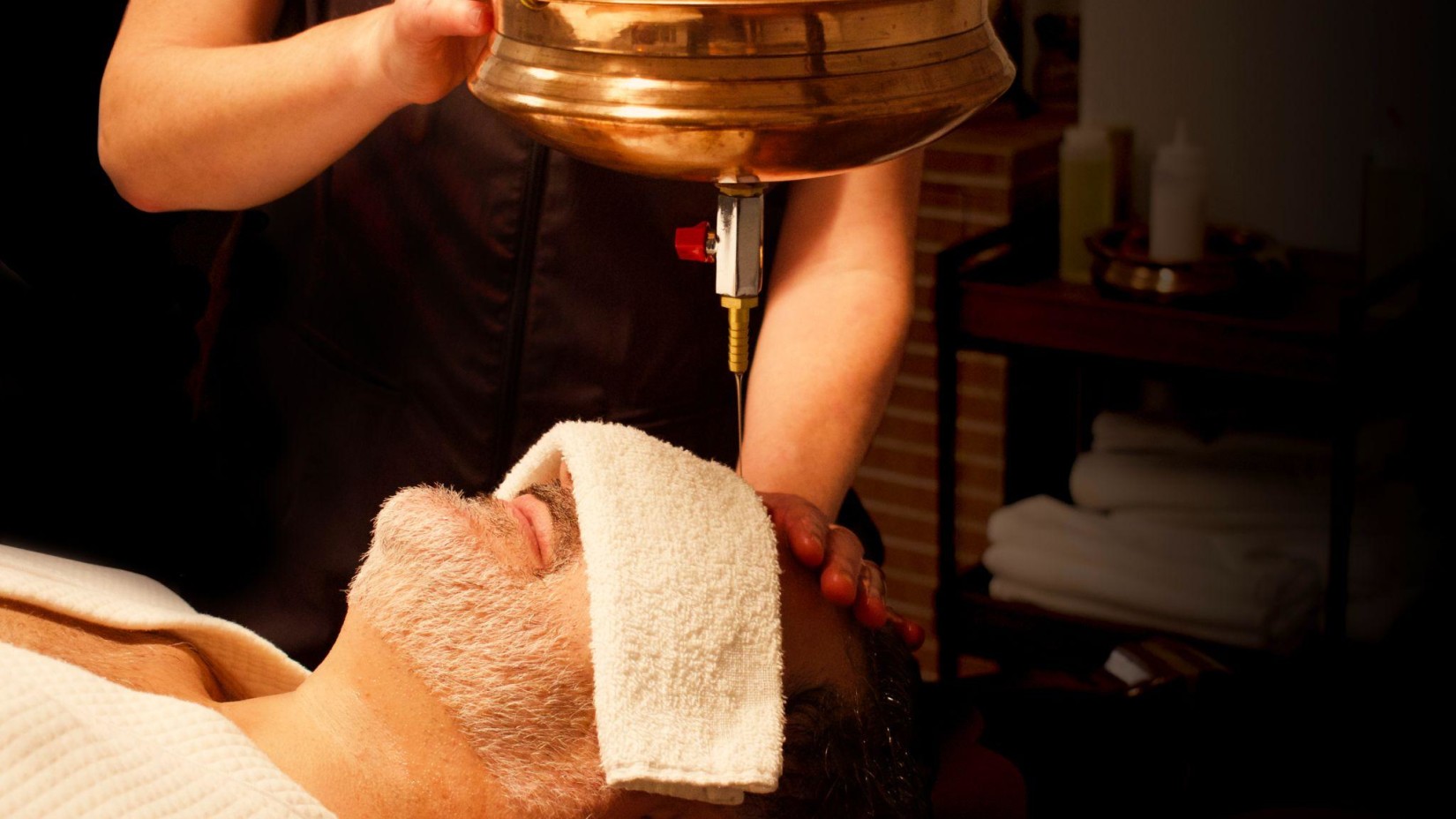 man enjoying spa