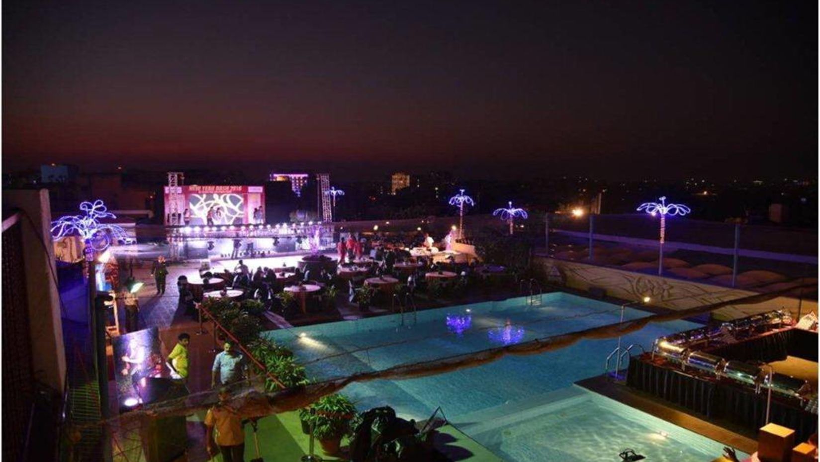 aerial view of our rooftop banquet hall in vile parle - cascades rooftop banquet hall