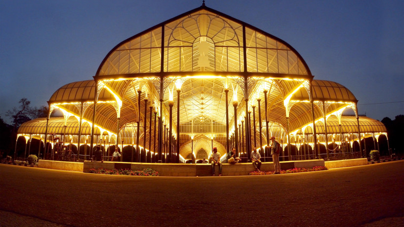 Lalbagh Glasshouse night panorama, Sarovar Hotels - India s Leading Hotel Chain,  Top hotels in India