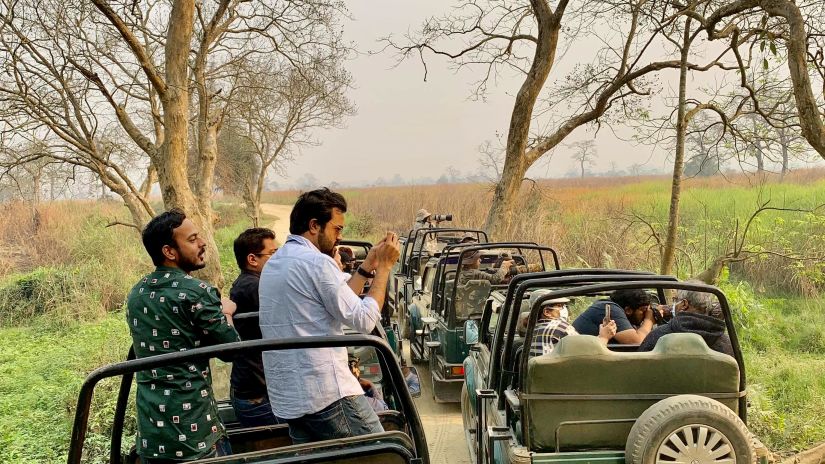 People going for forest safari in a jeep - at Gir 