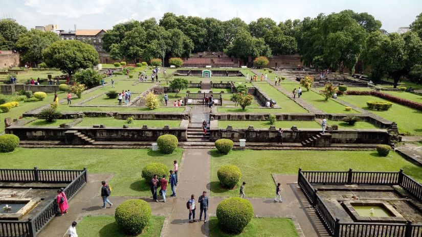 an image of shaniwar wada captured from a top angle during the day