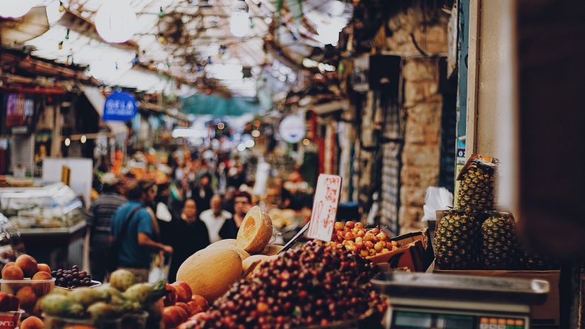 the crowded shops of Mapusa Market