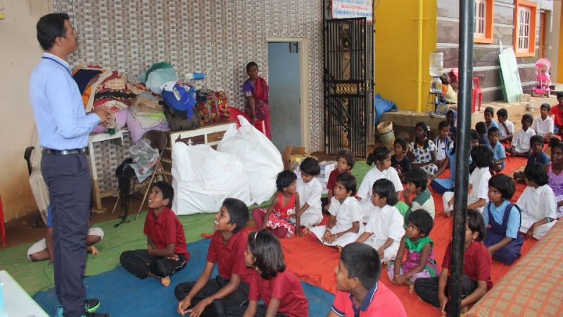 children attending a class