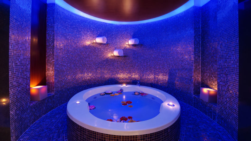 Our in-house spa and salon, Myra, looks euphoric in purple lighting