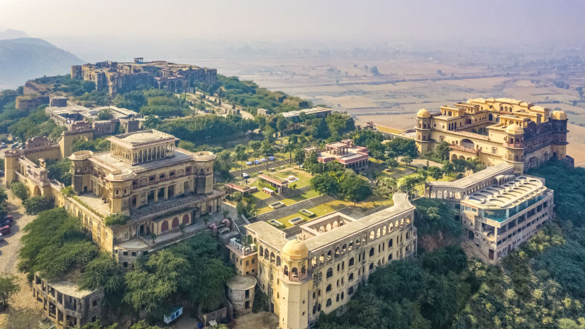 Aerial view of Tijara Fort palace