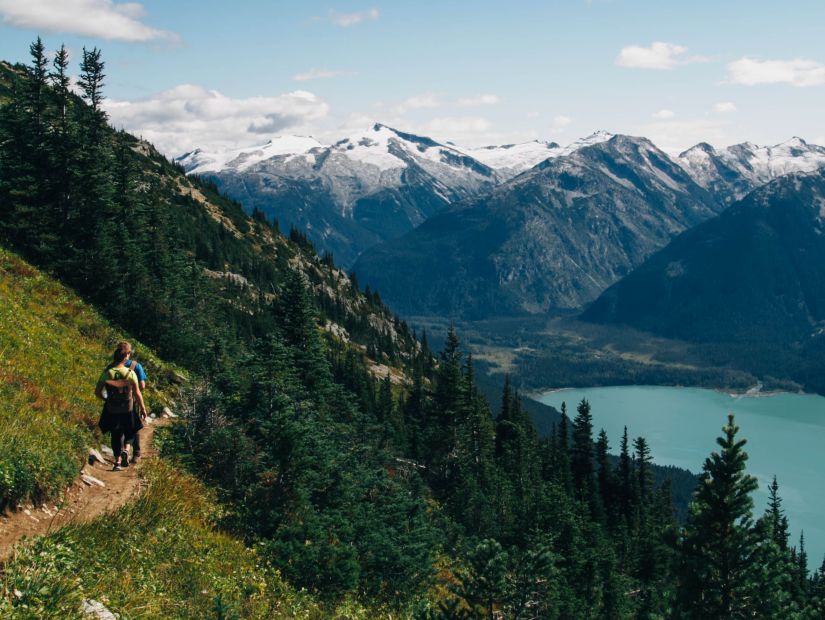 Couple walking on a trail