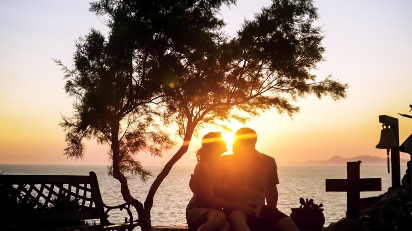 Couple watching sunset