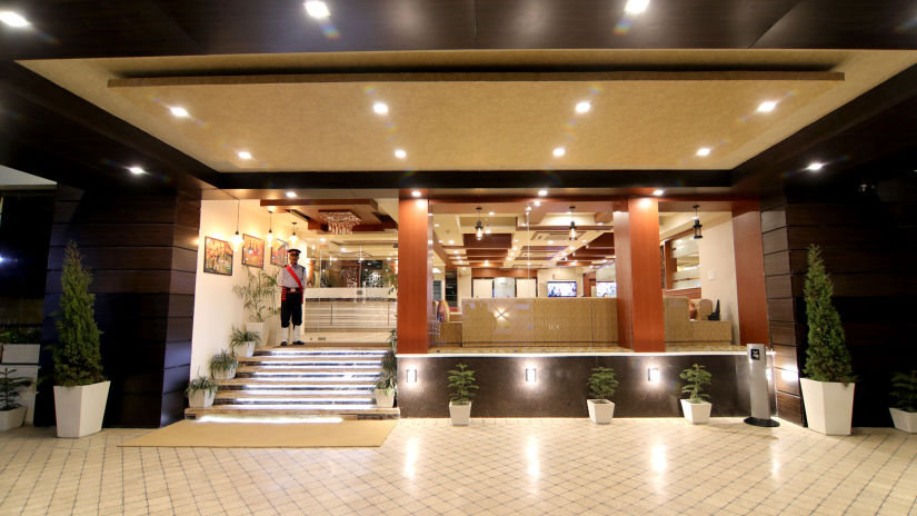 The modern architecture and lighting accents the Porch 1 - Udman Hotel Haridwar
