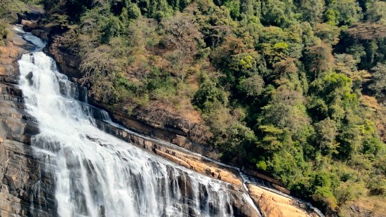 Waterfall from a hill 