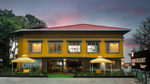 Facade view of Sumitel Gangtok with canopies in the front