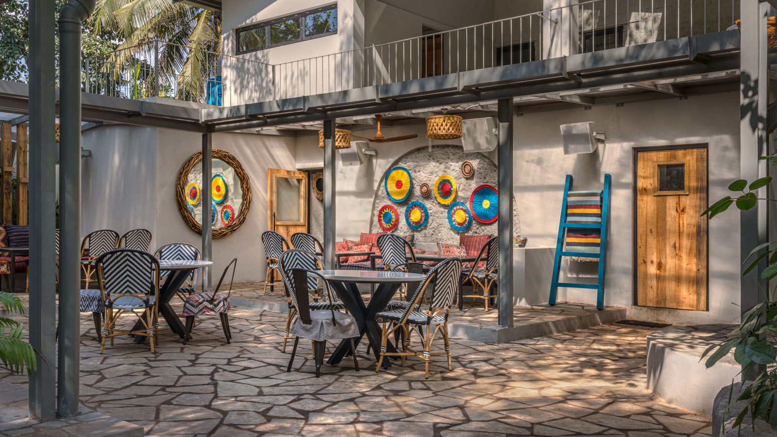 An overview of the outdoor seating arrangements at Village 36