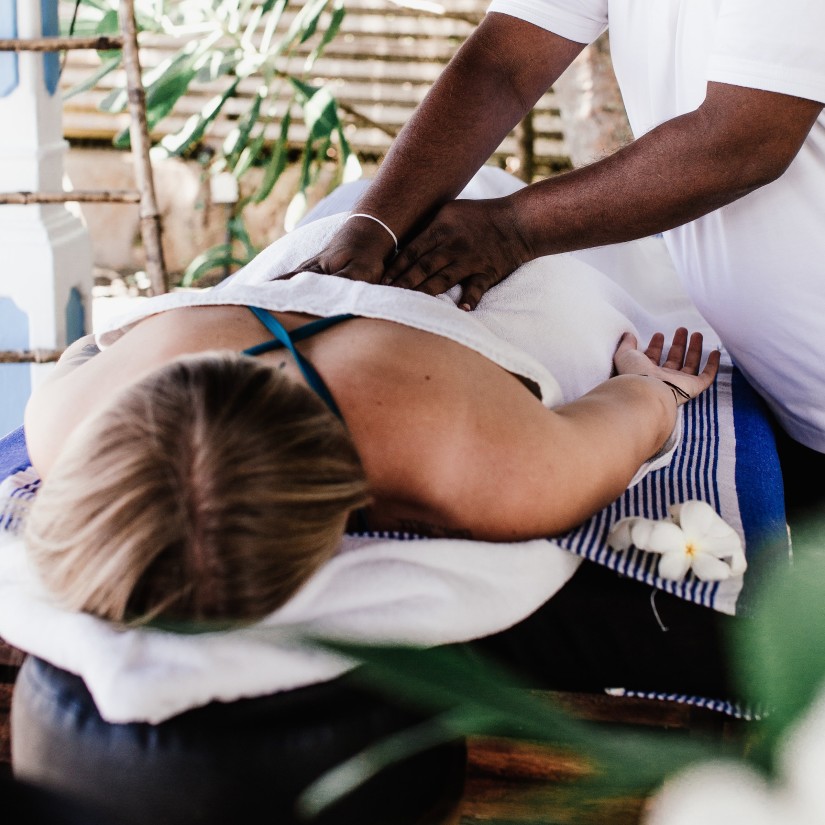 person getting a massage at our spa in Galle