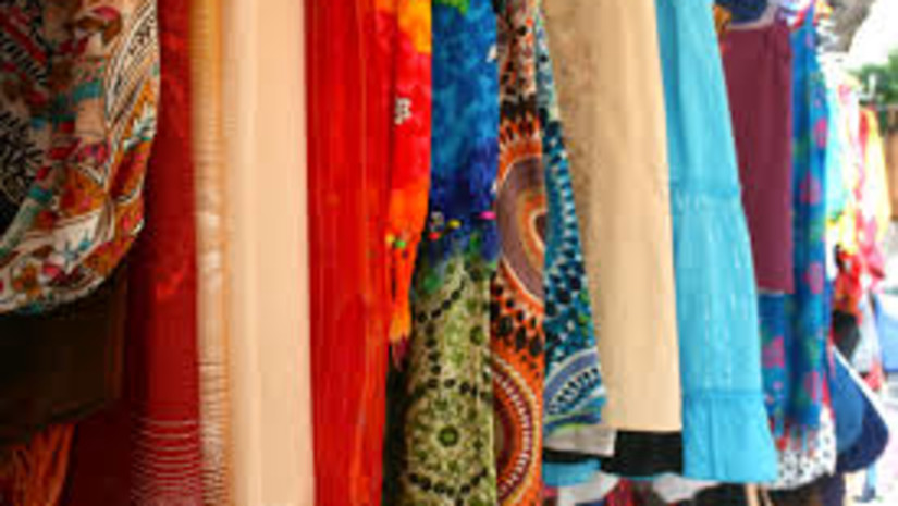 clothes on display at Mangaldas market Mumbai