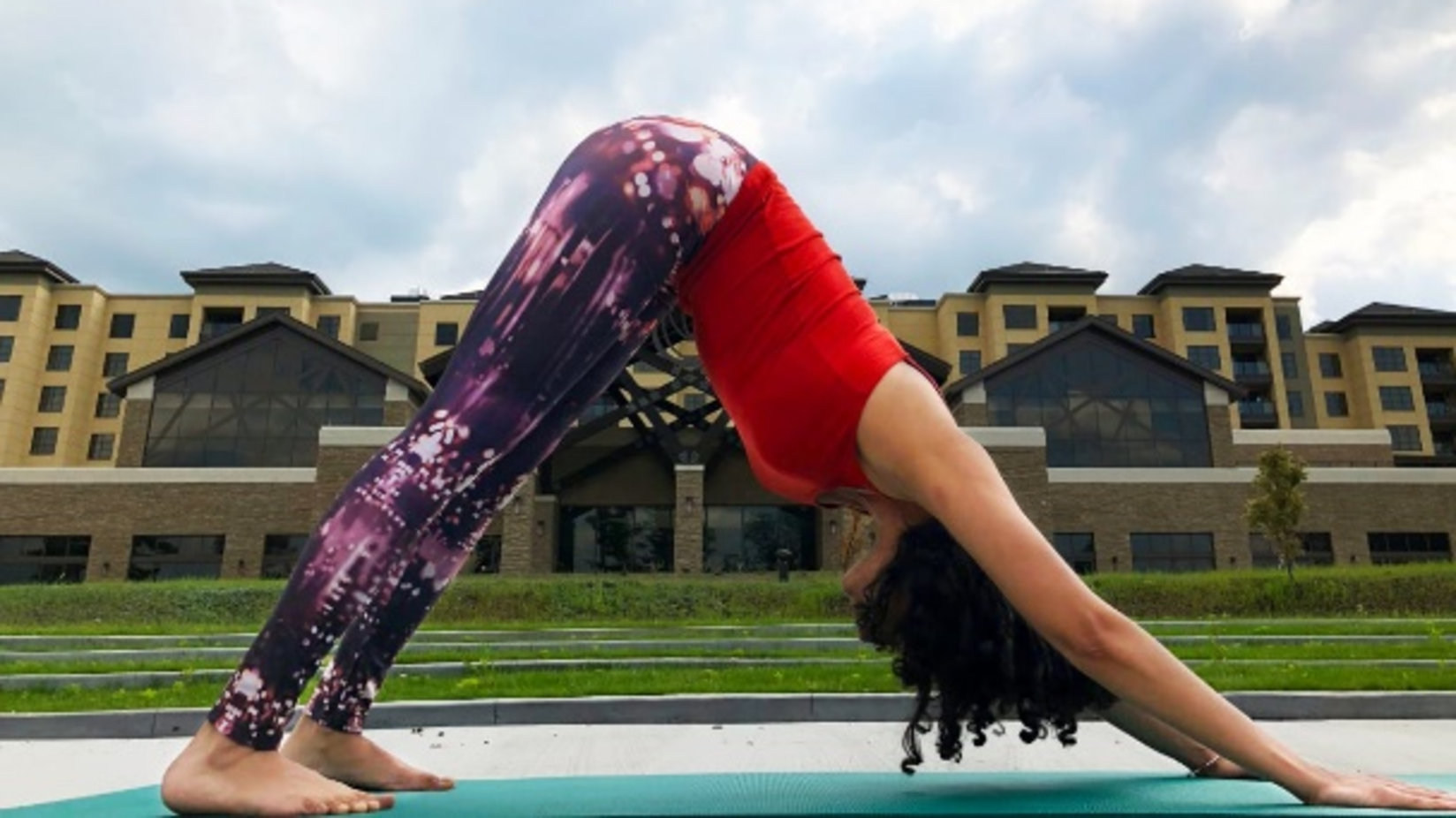 a woman doing yoga