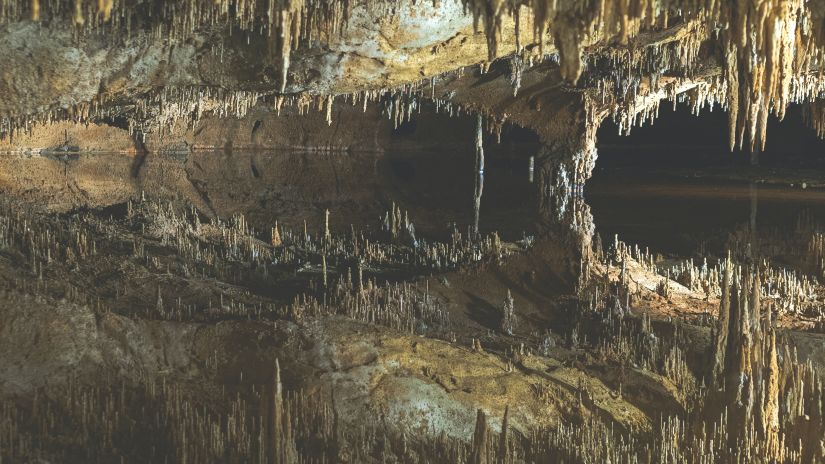 The inside of a cave