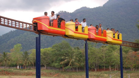 Sky Train ride with mountains in the background - The Black Thunder