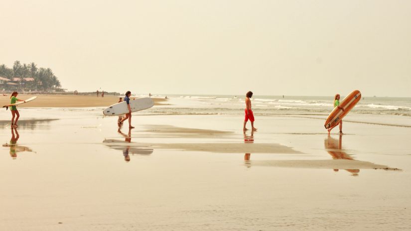 stock image of surfing in goa