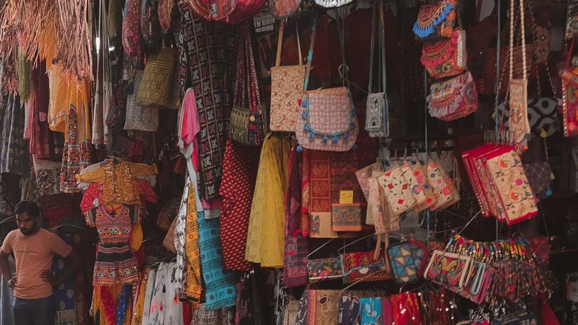 flee market with colourful handicrafts