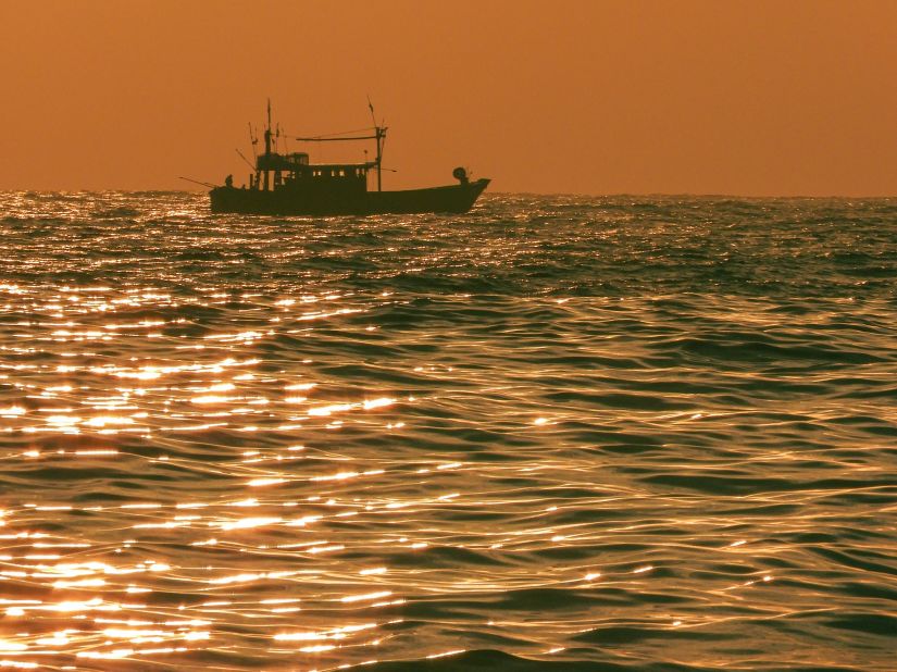 sunset view of the sea in chennai 