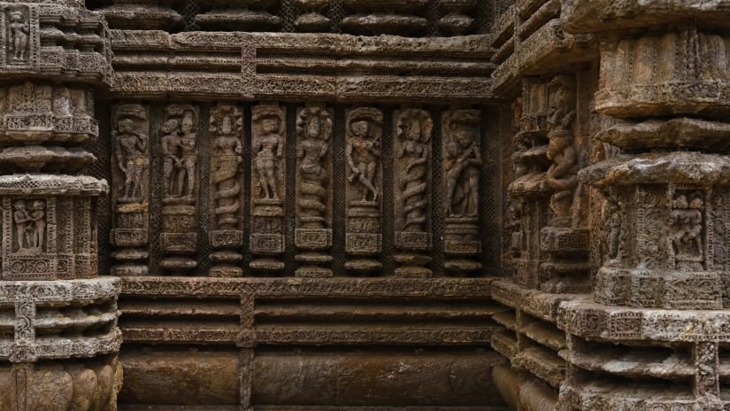 Beautiful carving of people dancing at Konark Sun Temple