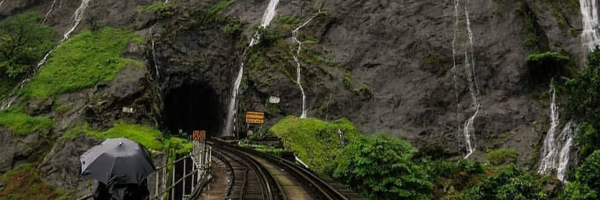 Dudhsagar Fall seen from the railway track @ Lamrin Ucassaim Hotel, Goa