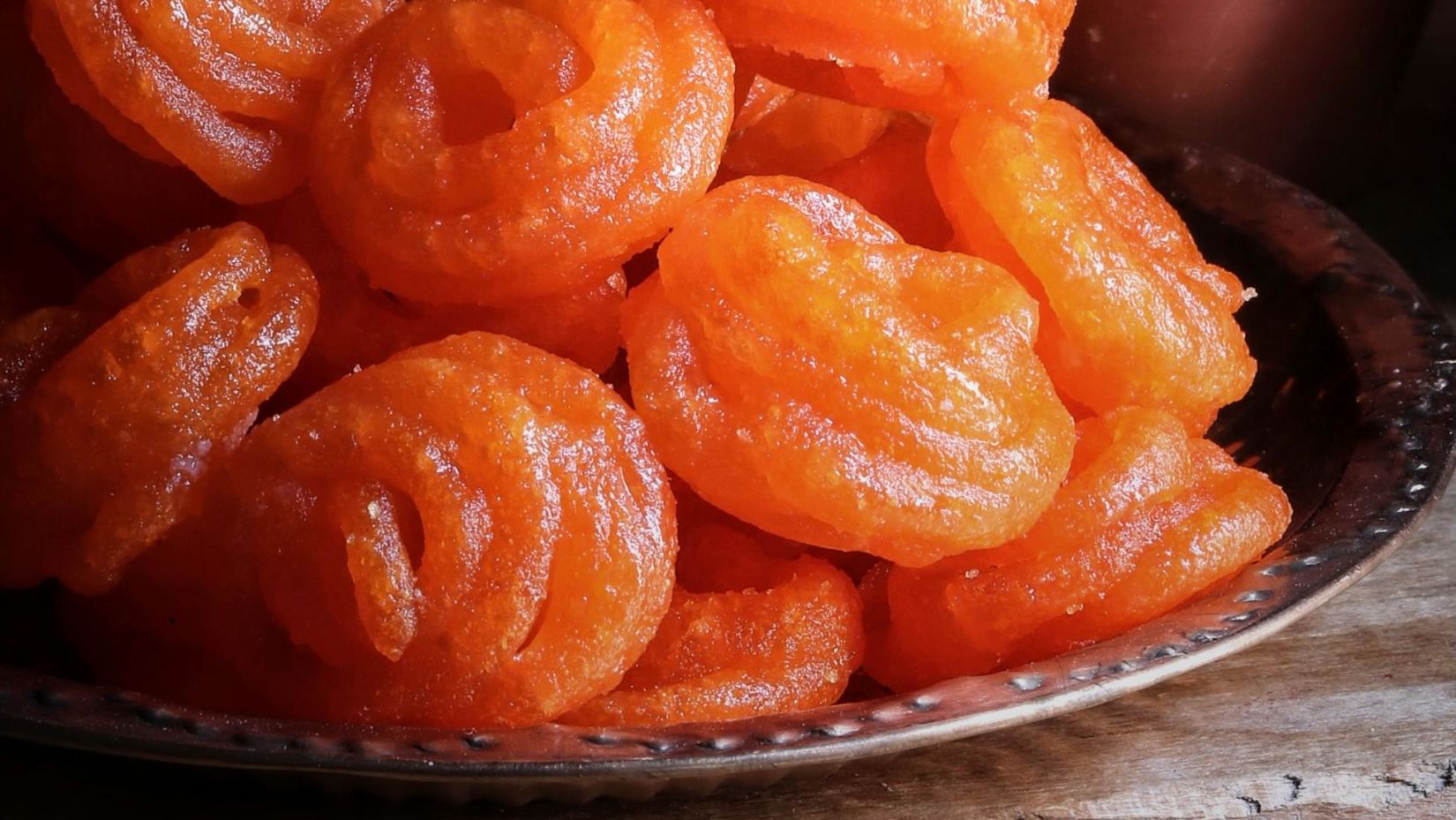 Traditional sweet imarti, artfully arranged on a plate