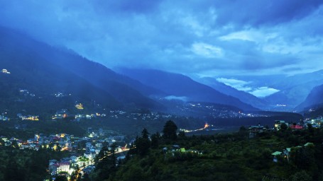 Aerial view of the mountains and the town at Nainital