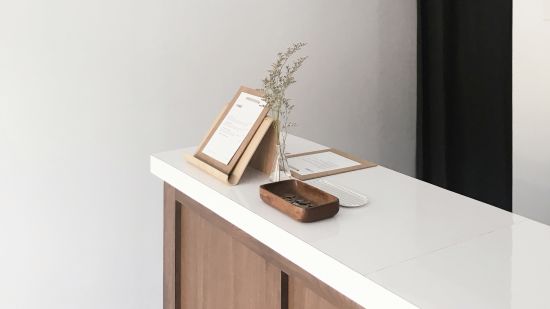 Image of a reception with white table