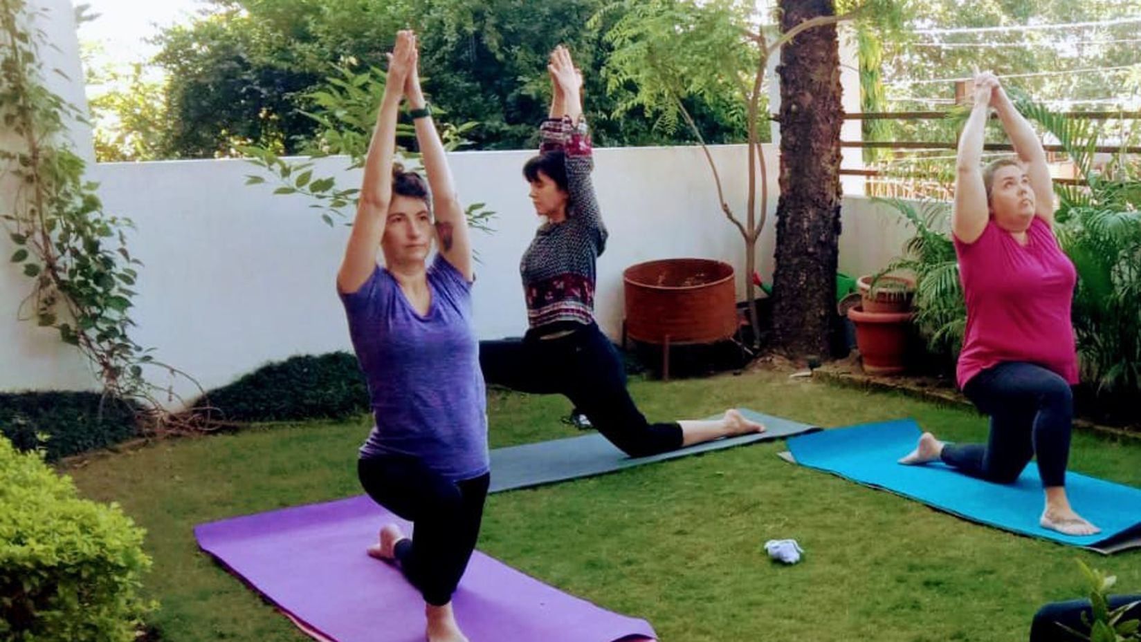 group yoga session @ Lamrin Boutique Cottages, Rishikesh