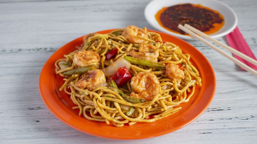 a plate of chowmein