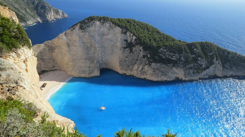 Aerial view of a secluded beach 