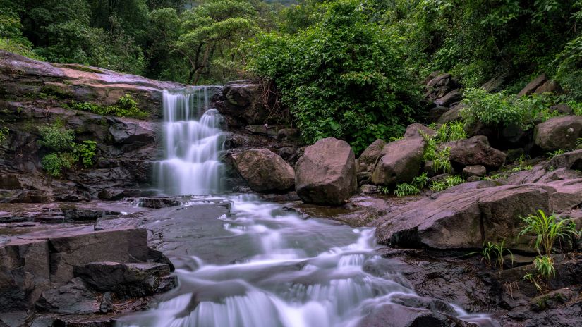 view of a waterfall cascading down rocks