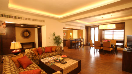 living room of the Deluxe Suite in The Retreat Hotel and Convention Centre Madh Island Mumbai