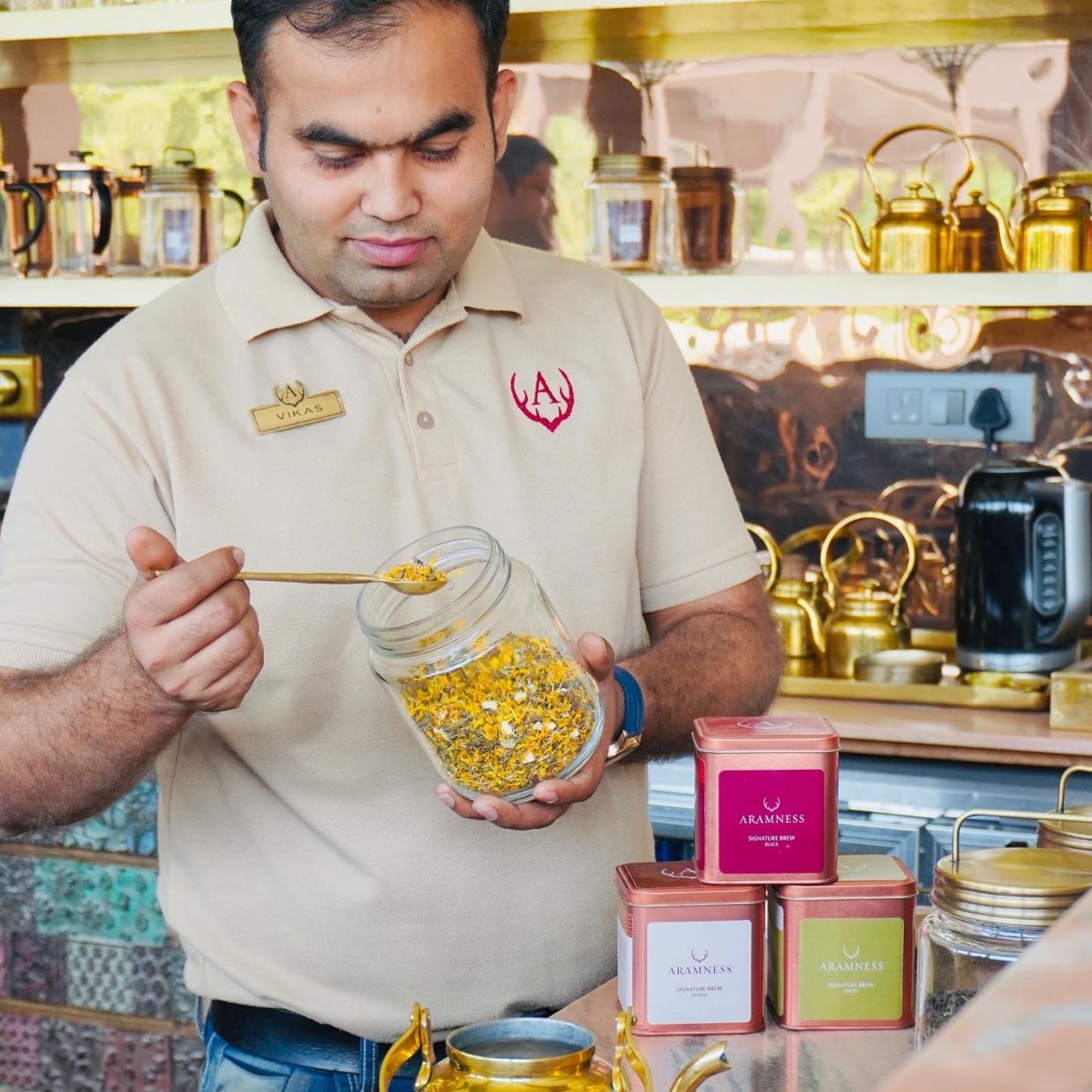 Hotel Staff Preparing Tea