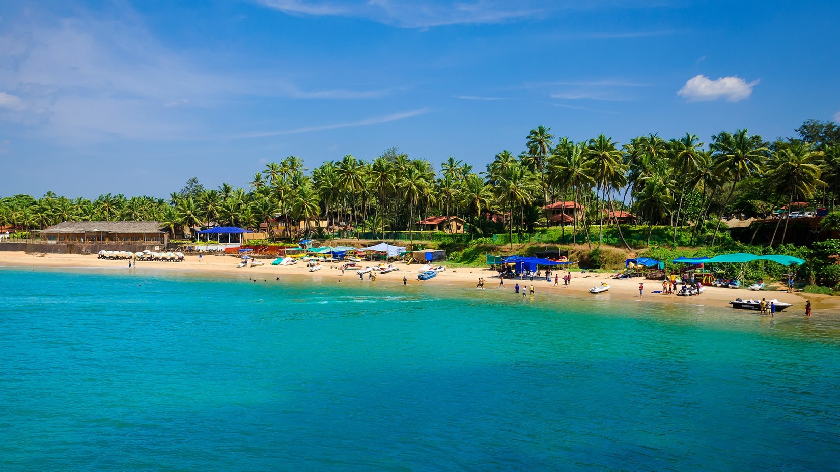 Beach with blue pristine waters